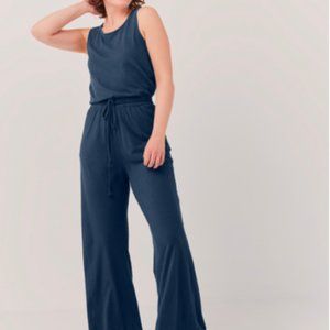 Pact French Navy Wren Cotton and Linen Jumpsuit Size XL